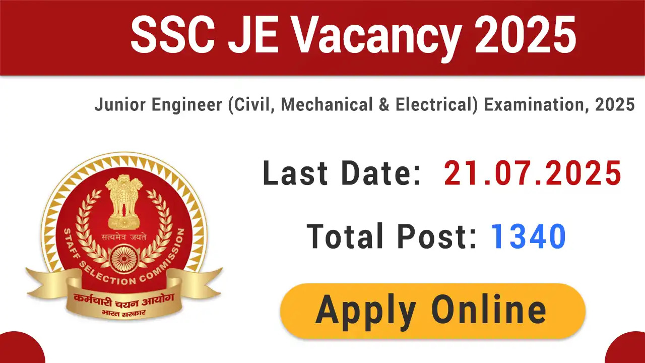 SSC JE Recruitment 2025 Apply Online Now