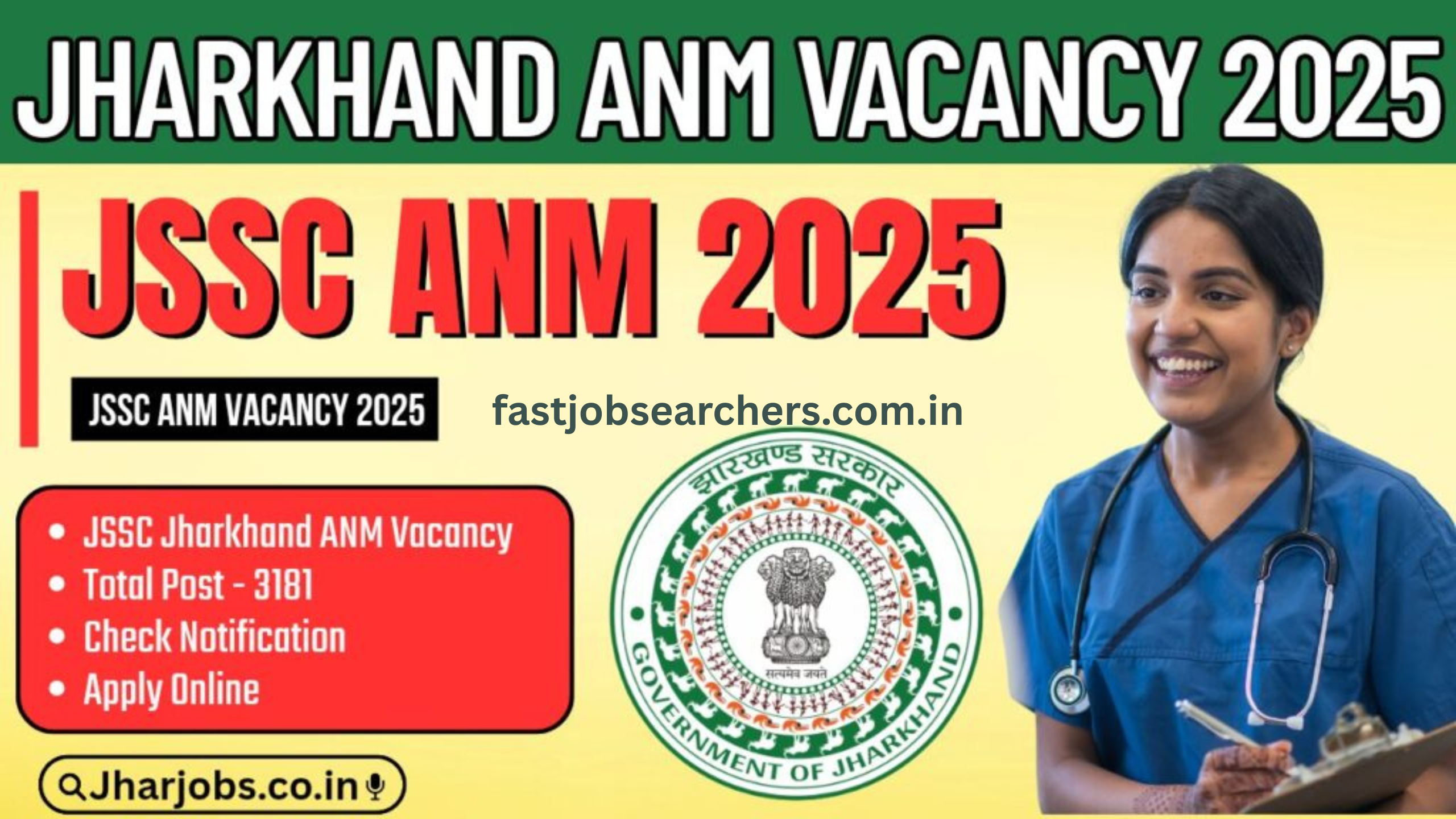 JSSC Jharkhand ANM Vacancy 2025 – Apply Online for JANMCE